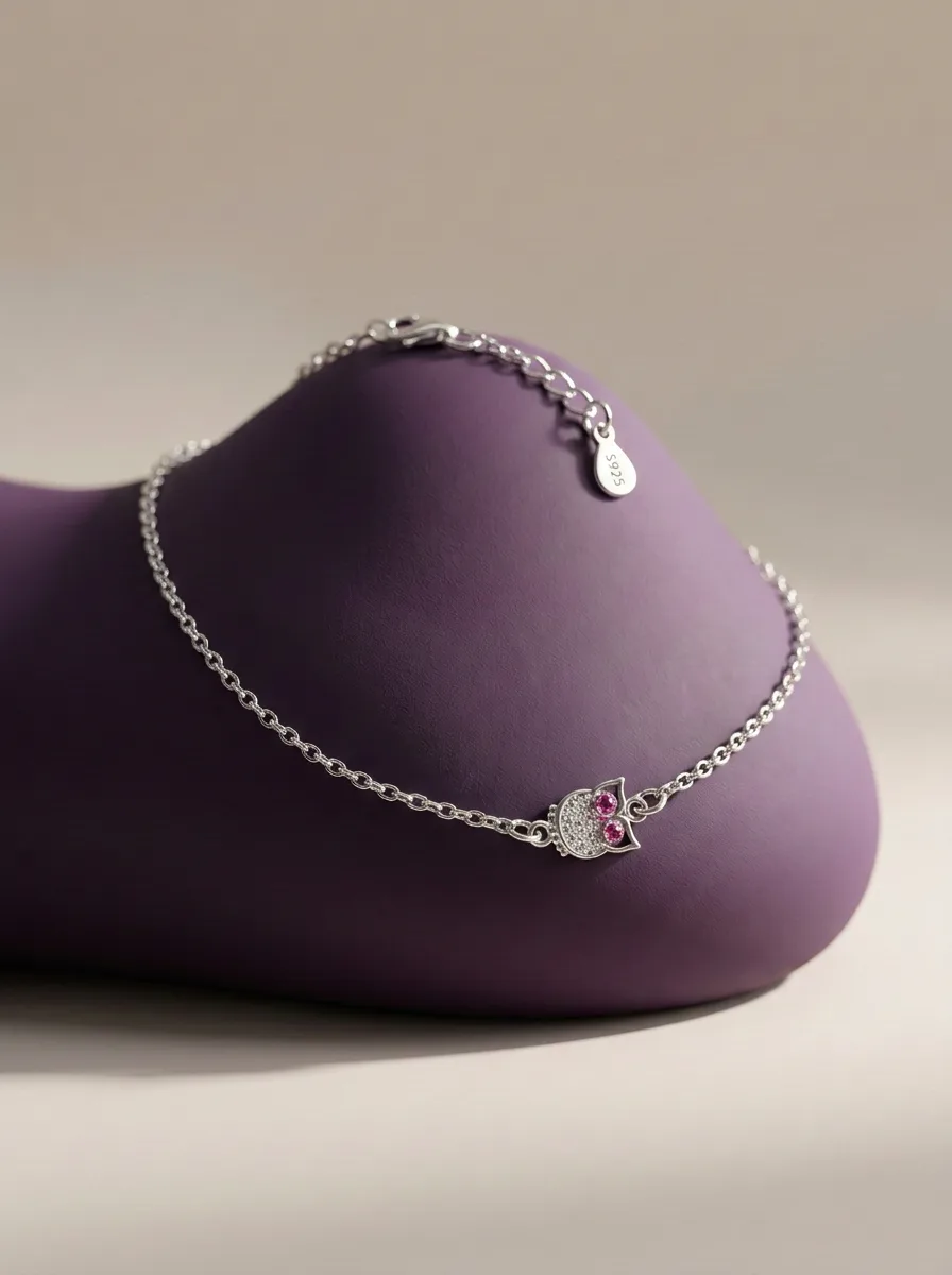 Owl charm anklet